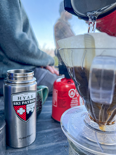 Friends enjoying coffee at a Boondock Coffee Tasting Event.