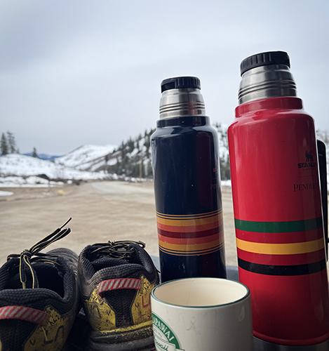 Drinking Coffee before heading out for a morning run.